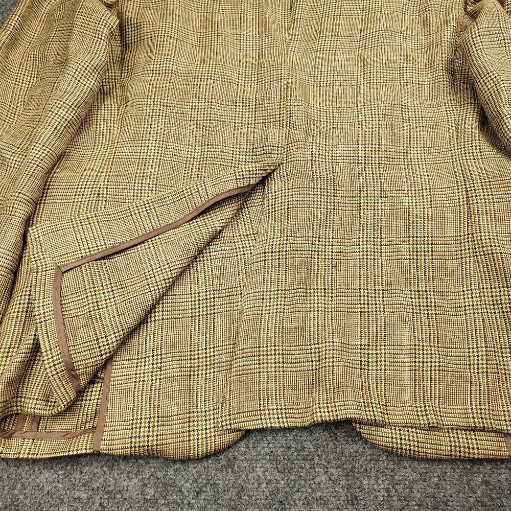 Paul Stuart Blazer Mens 43S Wool Silk Linen Houndstooth Plaid Scottish Tweed - Picture 12 of 14